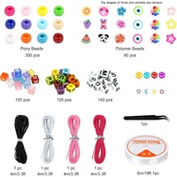 Kit de fabrication de bracelets avec perles colorées, perles lettres, breloques Smiley, fleurs et fruits, cordon élastique, ensemble de loisirs créatifs pour bijoux DIY