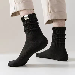 Groothandel Heren Winter Dikke Badstof Sokken Custom Logo Puur Wit Zwart Kleuren Gebreide Techniek Enkelmanchet Body Warm Comfortabel - Product Image 1