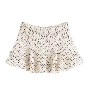 Women's Summer Casual Zipper Fly Pleated <b>Ruffles</b> Layers <b>Mini</b> Shorts/<b>Skirts</b> - Product Image 2