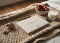 Lujoso diario personalizable de lino de tapa dura para bebé, logotipo dorado en relieve, un lujoso libro de memoria para el embarazo, cuadernos personalizados