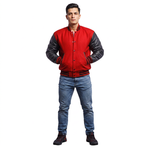 Custom Chenille Embroidery Patched Logo <b>Men's</b> Winter Varsity <b>Baseball</b> <b>Jacket</b> with 100% Cotton Breathable Stand Collar - Product Image 1