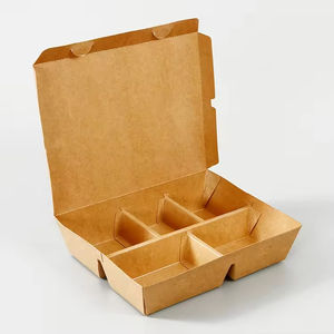 Contenitore per Pasti Cinesi Usa e Getta, Pieghevole, 2-5 Scomparti, in Materiali Riciclati, Scatola Bento in Carta per Sushi e Fast Food - Product Image 1