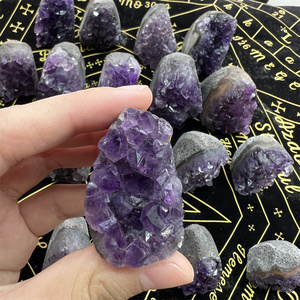 Ornamento pequeño de amatista, amatista <span class=keywords><strong>Natural</strong></span> de cristal de roca, racimo de geoda pequeño de Perú para curación - Product Image 3