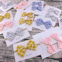 Pinces à cheveux écossais pour bébés filles, bandeau élastique en Nylon, accessoires pour cheveux, emballage personnalisé