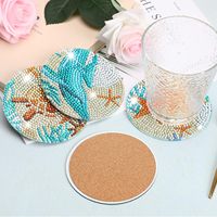 Kit de peinture diamant OCHOICE Ocean, 8 pièces, kit d'artisanat DIY avec support, sous-verres antidérapants, fournitures artistiques pour adultes