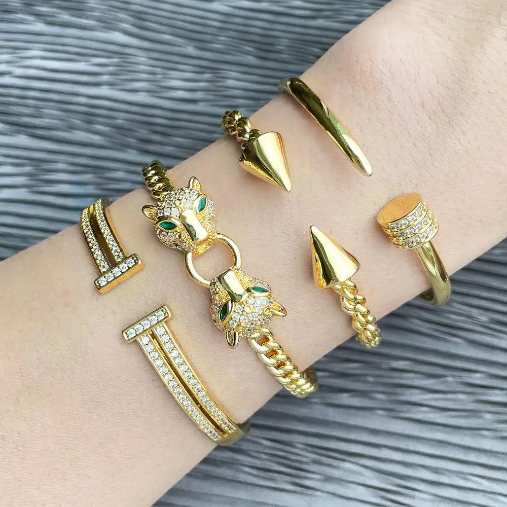 Panther Fine Jewelry Armband Vergoldete Zirkon Accessoires Frauen Nagel Armbänder Armreifen