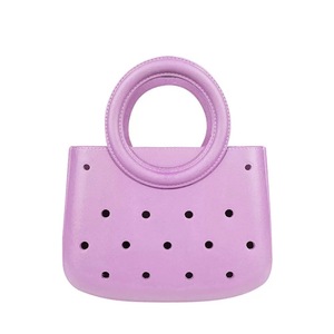 Linda cesta de EVA Color puro DIY bolsa de playa de gran capacidad Color puro bolsa de mano impermeable al aire libre - Product Image 6