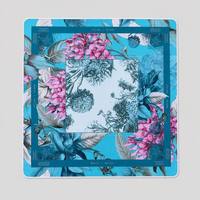 Tapis de Mahjong Américain Professionnel de Luxe, Durable, Vintage, Motif Floral Cyan Rose, Règles Imprimées, Table en Caoutchouc Antidérapante