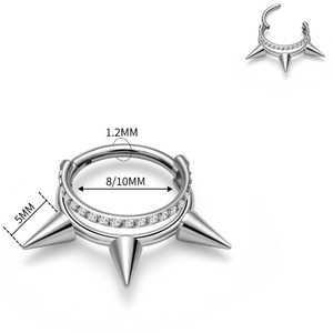 Piercing Corporal de Titanio ASTM F136 con Espiga Dorada y Zirconia Cúbica, Tipo Clicker, para Septum, Nariz, Oreja, Hélix, Daith, Regalo de Boda, Venta al por Mayor - Product Image 5