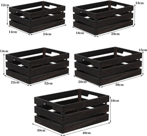 Caisse en bois rustique polie <span class=keywords><strong>pas</strong></span> chère avec poignées, imitation antique, style ferme, pour présentation décorative, grande boîte <span class=keywords><strong>à</strong></span> <span class=keywords><strong>pommes</strong></span> - Product Image 5