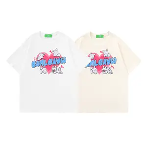 2023 summer Cartoon Casual Men and Women plush embroidery quality top custom 3d print loose t-shirt