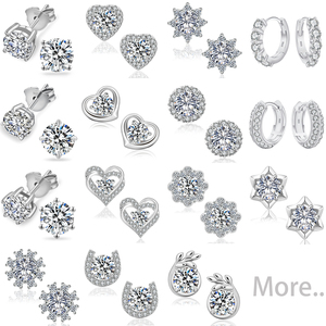 USA Großhandel 0,5-2CT VVS Diamant-Ohrringe 925 Sterling Silber 14K Vergoldet Damen Feiner Schmuck Moissanit-Ohrstecker Herren - Product Image 3