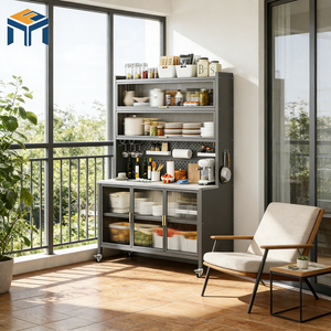 Modern Metal Multi-Layer Kitchen &amp; <strong>Dining</strong> <strong>Room</strong> <strong>Storage</strong> <strong>Cabinet</strong> for Oven Microwave Pots Pans and <strong>Dining</strong> <strong>Room</strong> Organization - Product Image 2