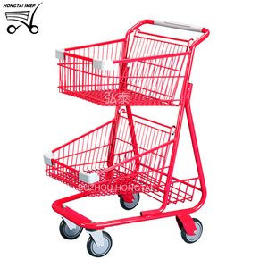 HT-BT11 mua sắm giỏ hàng trolly với đôi kim loại giỏ hai lớp xe đẩy - Product Image 5