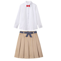 Jupe d'école plissée kaki personnalisée, jupe uniforme preppy pour filles avec short intégré anti-exposition