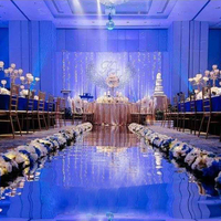 Tapis décoratif d'intérieur en PVC PE argent, 5 pièces, bon marché, feuille de sol et de scène de mariage, miroir en acrylique