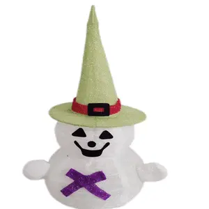 24-Inch Telescopic White Ghost Hat LED Lights Halloween Custom Size Outdoor Decoration Fabric Plastic Material Gift Box Packed