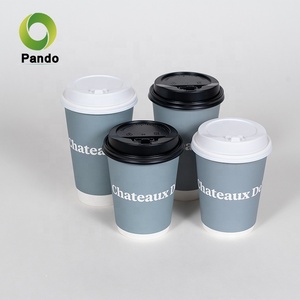 Custom Printed Logo 8oz 12oz 16oz Double Wall Paper Hot Coffee <strong>Cups</strong> Colorful Paper <strong>Cup</strong> With Lid - Product Image 1