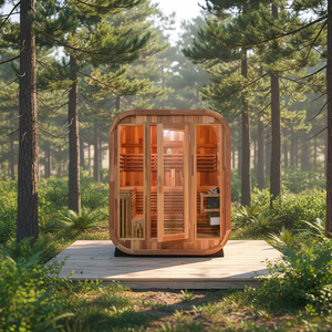 Sauna Exterior Moderna Cuadrada de Cedro Rojo Ecológica Comercial con Estufa para 4-6 Personas, Vapor Húmedo, 9KW, 1 Año de Garantía, Eléctrica - Product Image 1