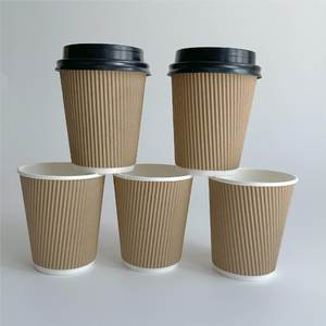 Vasos de papel Kraft de pared ondulada de 8oz, 280g, papel Solar interior, 220g, exterior Kraft, 110g, superficie curvada, vasos duraderos y elegantes - Product Image 6