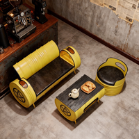 Ensemble de meubles en fer de style industriel moderne pour restaurant, bureau, salle de sport et bar à domicile - Combinaison canapé, table basse et chaises