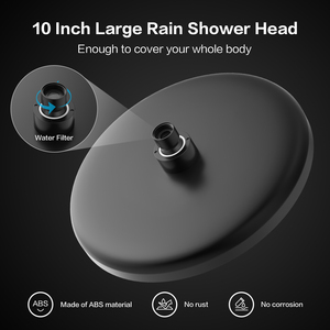 Pommeau de douche moderne noir mat de 25 cm avec buses anti-calcaire pour montage mural ou au plafond - Product Image 4