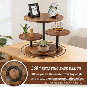 Wooden Round Cake <b>Stand</b> 4 Tier <b>Rotating</b> Dessert <b>Display</b> Rack For Birthday Party Tableware - Product Image 4