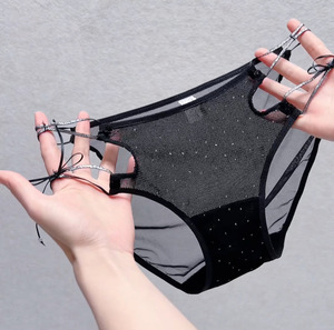 กางเกงในผู้หญิงขายส่ง หลายสี ผ้ากำมะหยี่ ประดับเพชร รัดข้าง ซีทรู ผ้าตาข่าย เอวกลาง เซ็กซี่ นุ่มสบาย - Product Image 6