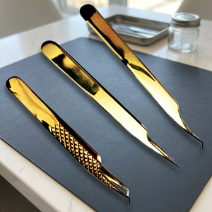 Pinzas para Pestañas ASAP de Acero Inoxidable Color Oro Rosa, Punta Inclinada de 45 Grados, Mini Pinzas con Punta Serrada para Pestañas Postizas ABP-1406 10mm - Product Image 4