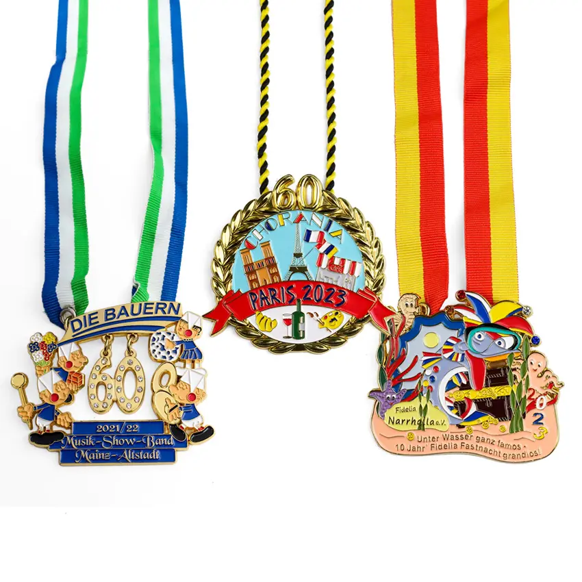 Wholesale Cheap Miraculous Fiesta Medals With Ribbon And Trophies Soft Enamel Metal Custom Sport Souvenir Beijing Medal