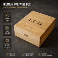 Boîte de rangement pour vin en bois flexible sculptée, rectangulaire, moderne, en chêne, pour trois bouteilles, avec logo personnalisable