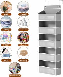 Organizador para Colgar Sobre la Puerta de 5 Niveles con 5 Bolsillos Grandes y 10 Laterales, Estante Colgante de Tela Resistente con Capacidad de Carga de 44 lb - Gris - Product Image 5