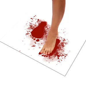 Wholesale Halloween Bath Mat Footprint Turns Red Carpet Blood Bath Mat