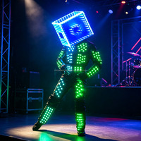 Costume de robot LED Cube Head lumineux pour scène, idéal pour boîte de nuit, festival de musique, DJ, fête, événement cosplay, tenue de performance lumineuse