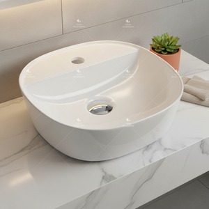 Lavabo de comptoir de salle de bain facile à nettoyer en <span class=keywords><strong>céramique</strong></span> au-dessus du comptoir Art évier personnalisable blanc à prix bon marché vente directe d'usine - Product Image 3