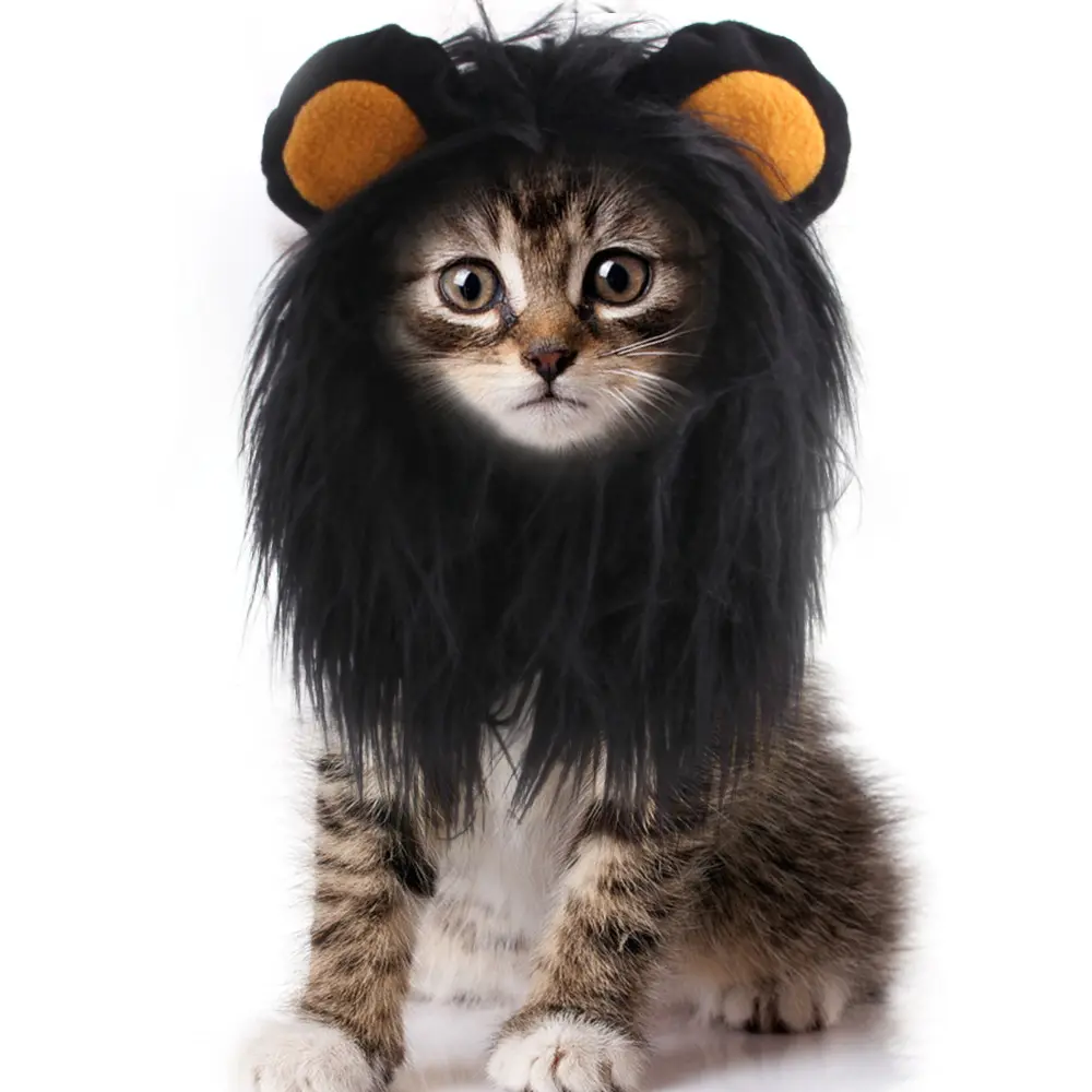 Lion Mane Wig for Cats and Dogs, Funny Pet Cat Costumes for Halloween Christmas, Furry Pet Clothing Accessories