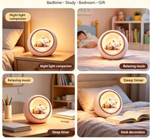 Réveil mignon en forme de chat avec veilleuse et haut-parleur, design rond rose pour enfants et adultes - Product Image 4