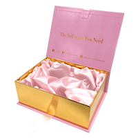 Perruque en carton rose de luxe, cadeau, Extension de cheveux, Kit d'installation de Satin magnétique, Rectangle, perruque de peau luxueuse, boîtes en papier