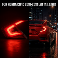 Feux arrière LED rouges Nafu Auto Star-Sky avec clignotants séquentiels, feux modifiés pour Honda Civic berline 2016-2018