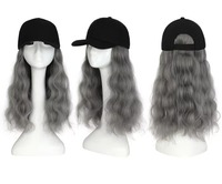 Peluca Larga y Rizada con Ondas Naturales, Estilo Gorra de Béisbol, Fibra Resistente al Calor, para Mujer