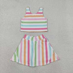 Robe rayée colorée pour petite fille, vente en gros, robe pour bébé fille, jupe pour enfant, GSD2348 rts Boutiques. - Product Image 1