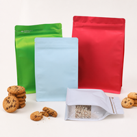 En stock – Sachet à fond plat à 8 soudures latérales avec fenêtre transparente latérale et fermeture éclair, qualité alimentaire, pour emballage de noix, thé, snacks et biscuits