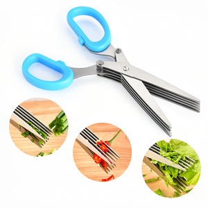 Ciseaux à herbes en acier inoxydable à 5 lames de grande taille, ciseaux de cuisine multifonctionnels avec peigne de nettoyage pour la <span class=keywords><strong>ciboulette</strong></span>, le <span class=keywords><strong>basilic</strong></span> et la coriandre - Product Image 5
