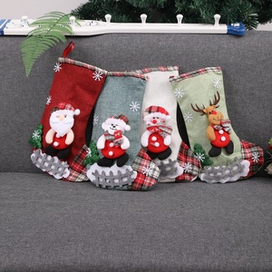 Bolsa de dulces de Navidad de alta calidad, adorno de árbol, nuevos calcetines navideños grandes de lino, adornos navideños, bolsa de regalo, calcetín colgante de Navidad - Product Image 6