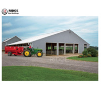 Perche préfabriquée personnalisée Kits de grange Bâtiment Structure en acier Entrepôt Hangar de ferme Atelier préfabriqué Stockage libre-service Bâtiment métallique