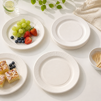 Assiettes Rondes Cannelées Biodégradables en Bagasse de Canne à Sucre pour la Restauration, les Buffets et les Fêtes (Vente en Gros)