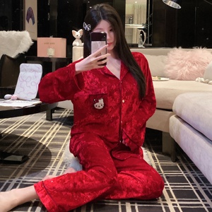 <span class=keywords><strong>Pigiama</strong></span> Premium in velluto oro <span class=keywords><strong>donna</strong></span> autunno/inverno manica lunga nuovo simpatico cartone animato camicie da notte gatto cielo stellato KT - Product Image 1