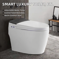 WC intelligent monobloc de luxe certifié ETL avec évacuation en S, télécommande incluse, capteur et chasse d'eau électrique automatique