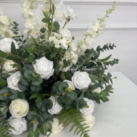 Modèle le plus populaire : Nouvelle composition florale artificielle faite à la main, roses oranges et vertes, pour allée de mariage, chemin de table et décoration d'entrée