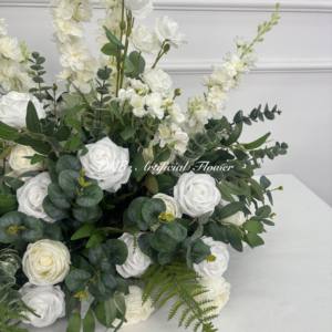 Arrangement floral d'allée de mariage, modè<span class=keywords><strong>le</strong></span> <span class=keywords><strong>le</strong></span> <span class=keywords><strong>plus</strong></span> populaire, nouveau modè<span class=keywords><strong>le</strong></span>, fleurs artificielles blanches et vertes, chemin de fleurs d'allée pour la décoration d'entrée - Product Image 4